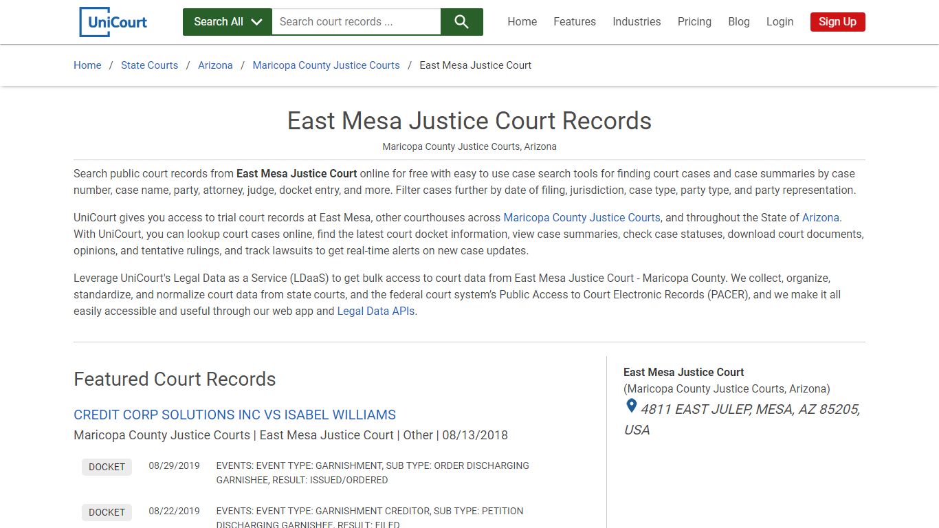 East Mesa Justice Court Records | Maricopa | UniCourt