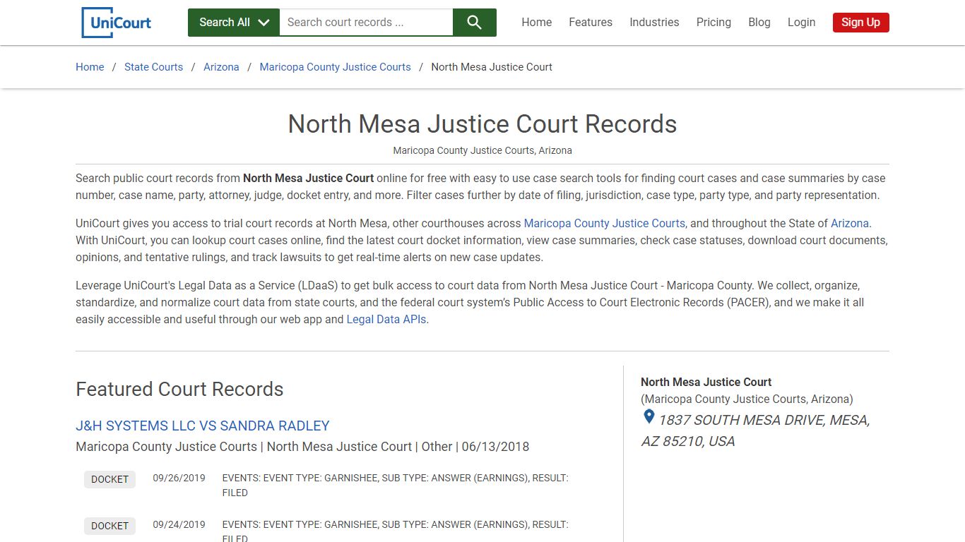 North Mesa Justice Court Records | Maricopa | UniCourt